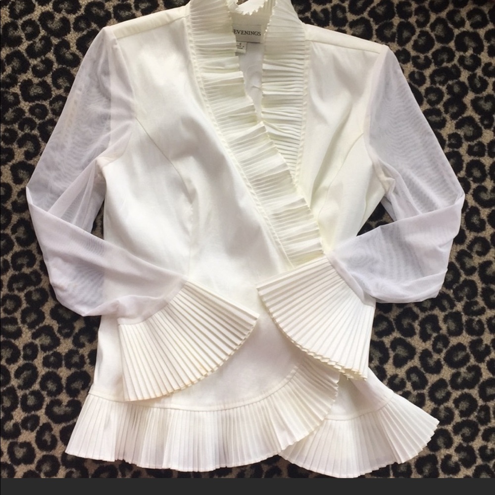J.R evenings ruffle and mesh blouse